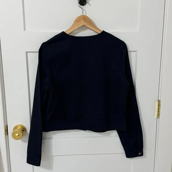 Boden Navy Blue Cropped Blazer Jacket Button Front Workwear Size 8 - Picture 6 of 7